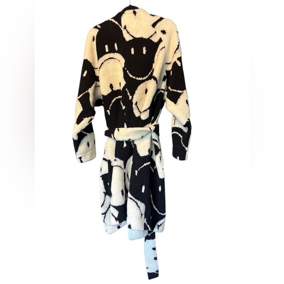 Farm Rio Smiley Black White Belted Long Cardigan - Teddy Texture - Size XL - Picture 3 of 7